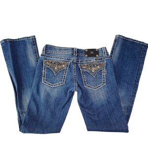 Miss Me Women's Jeans JP4656-6 Signature‎ JP9000B Boot Cut Bling Pockets Sz 29